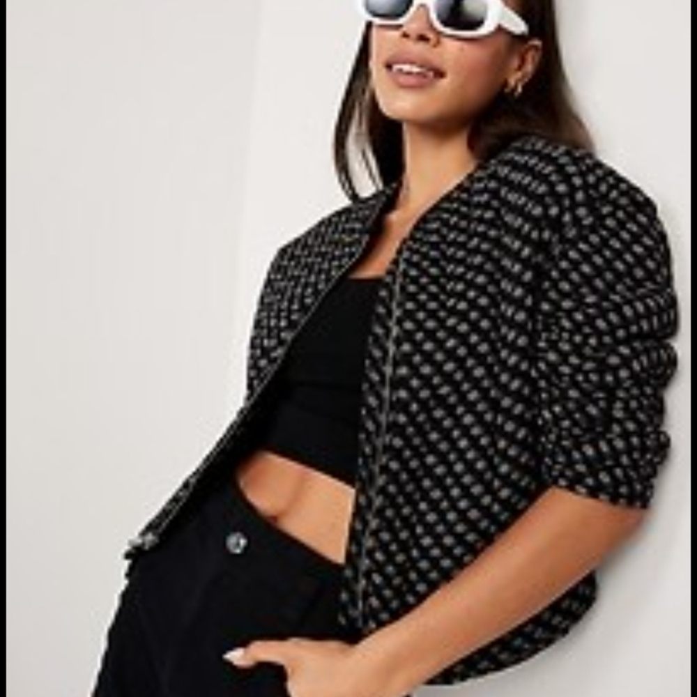 Old Navy Black and Gray Bomber Jacket Modern Streetwear